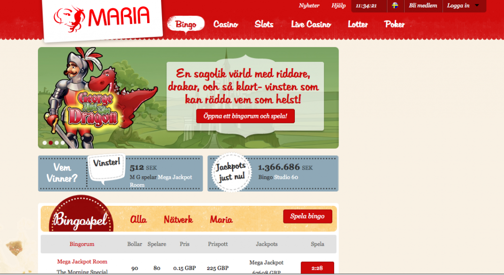 mariabingo hemsida